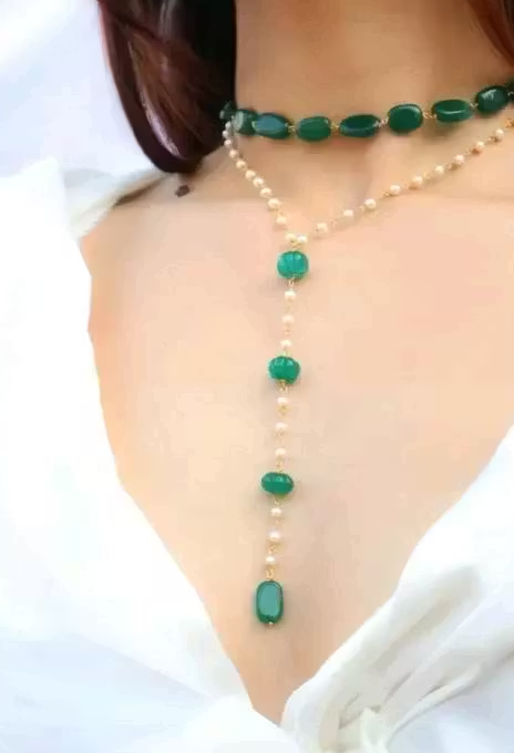green capsule&pearl with ganthan nacklace
