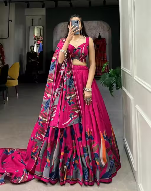Embrace the elegance of printed lehenga